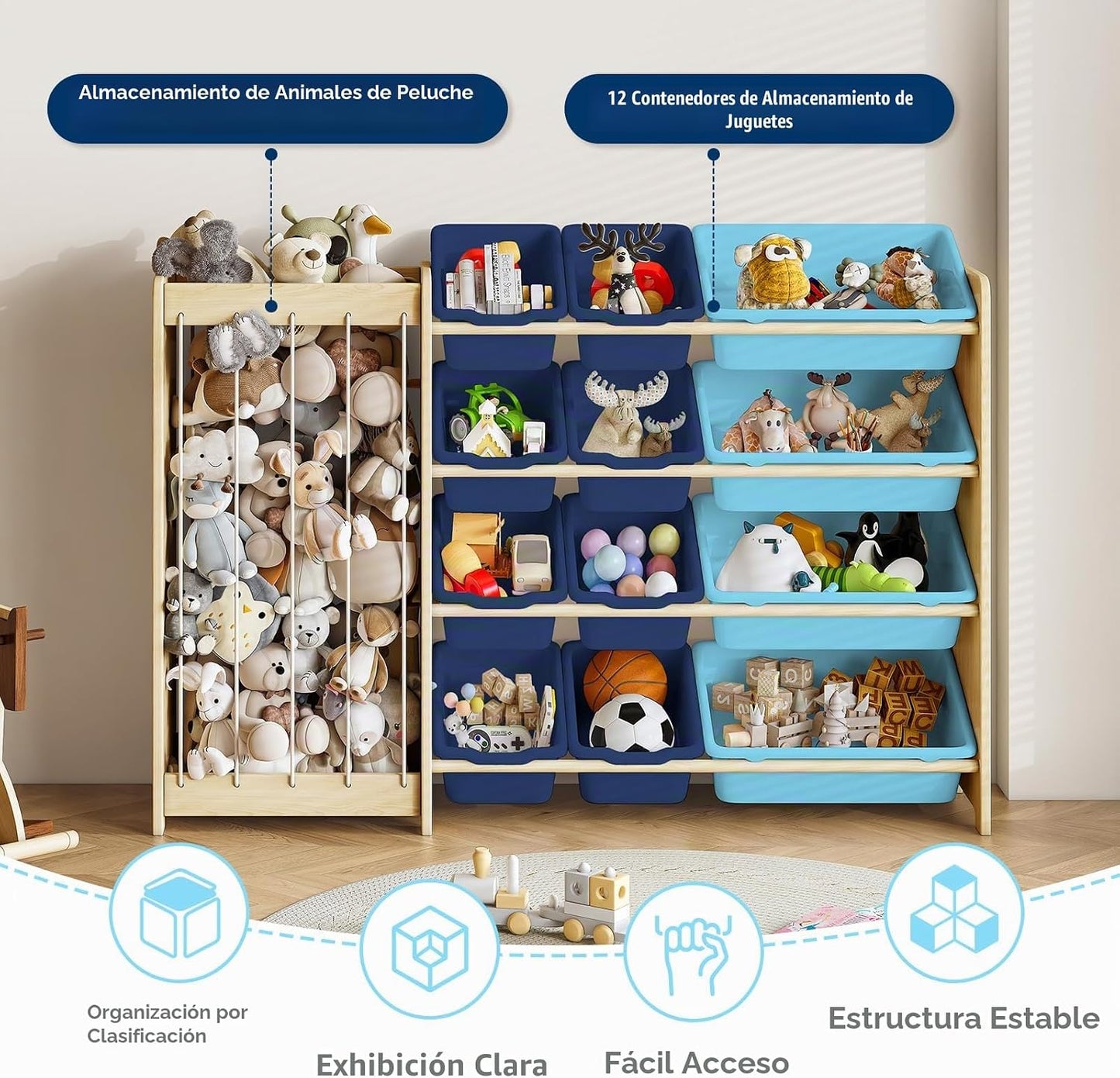 EXPERLAM Organizador de Almacenamiento de Juguetes para Niños, 2 en...