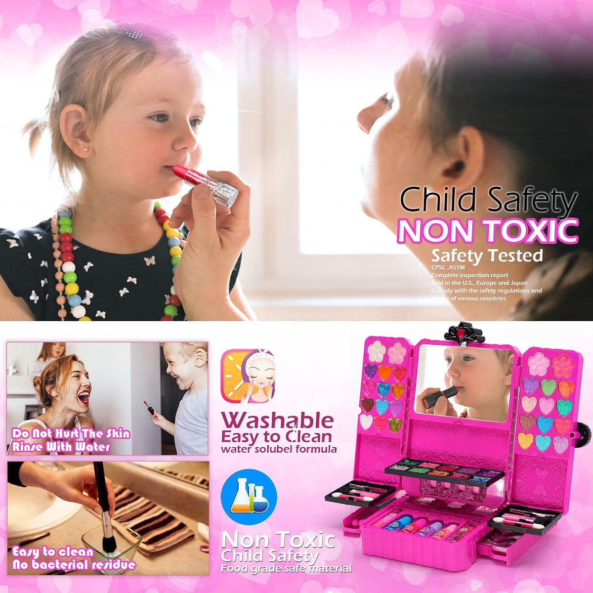 Kit de maquillaje para niños para niñas, kit de maquillaje lavable...
