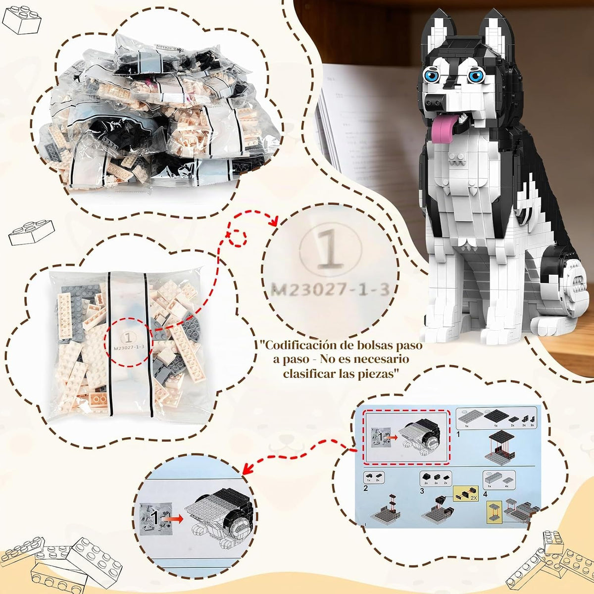 Nicefurn Husky Juego de bloques de construcción, kit de modelo de p...
