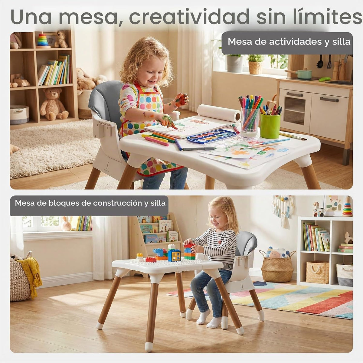 INFANS Silla alta para bebé, silla alta convertible 9 en 1 para beb...