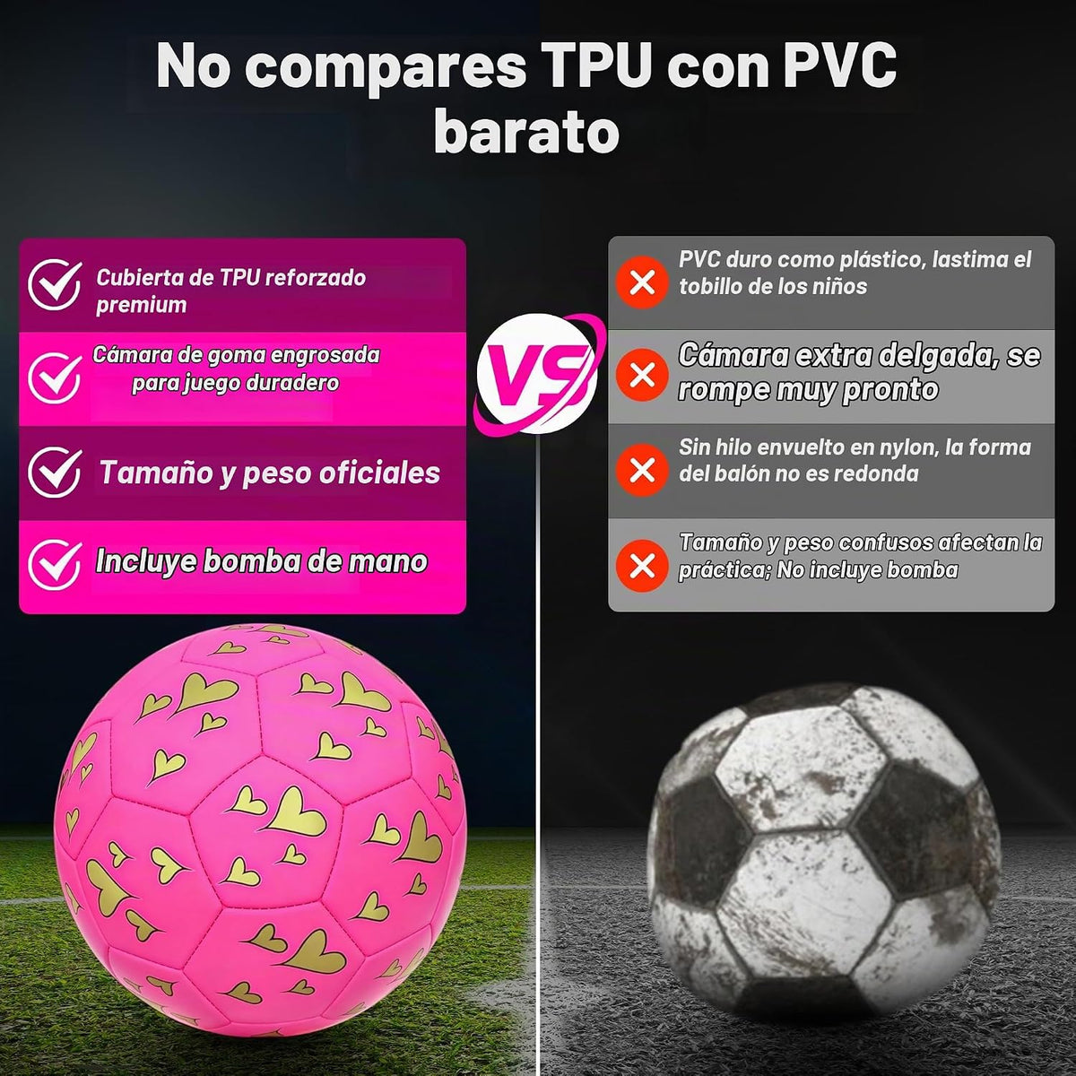 Balones de fútbol Champhox talla 3 para niñas y niños pequeños de 3...