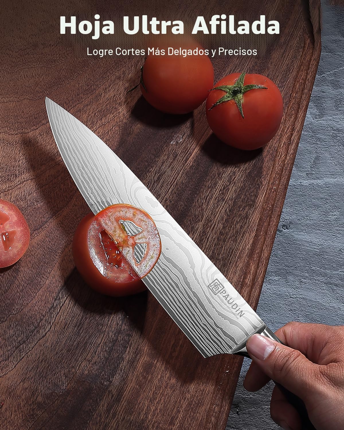 PAUDIN Juego de cuchillos de cocina, juego de cuchillos ultra afila...