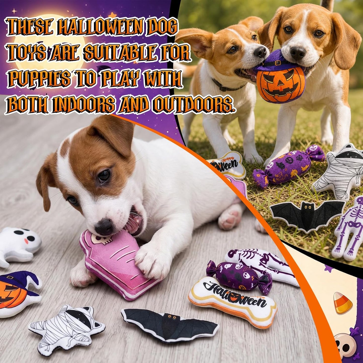 Soulchen 80 piezas de juguetes chirriantes para perros de Halloween...