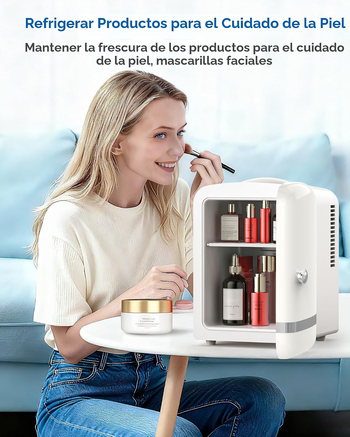 Electactic Mini nevera, 4L\/6 latas refrigerador cosmético para dor...