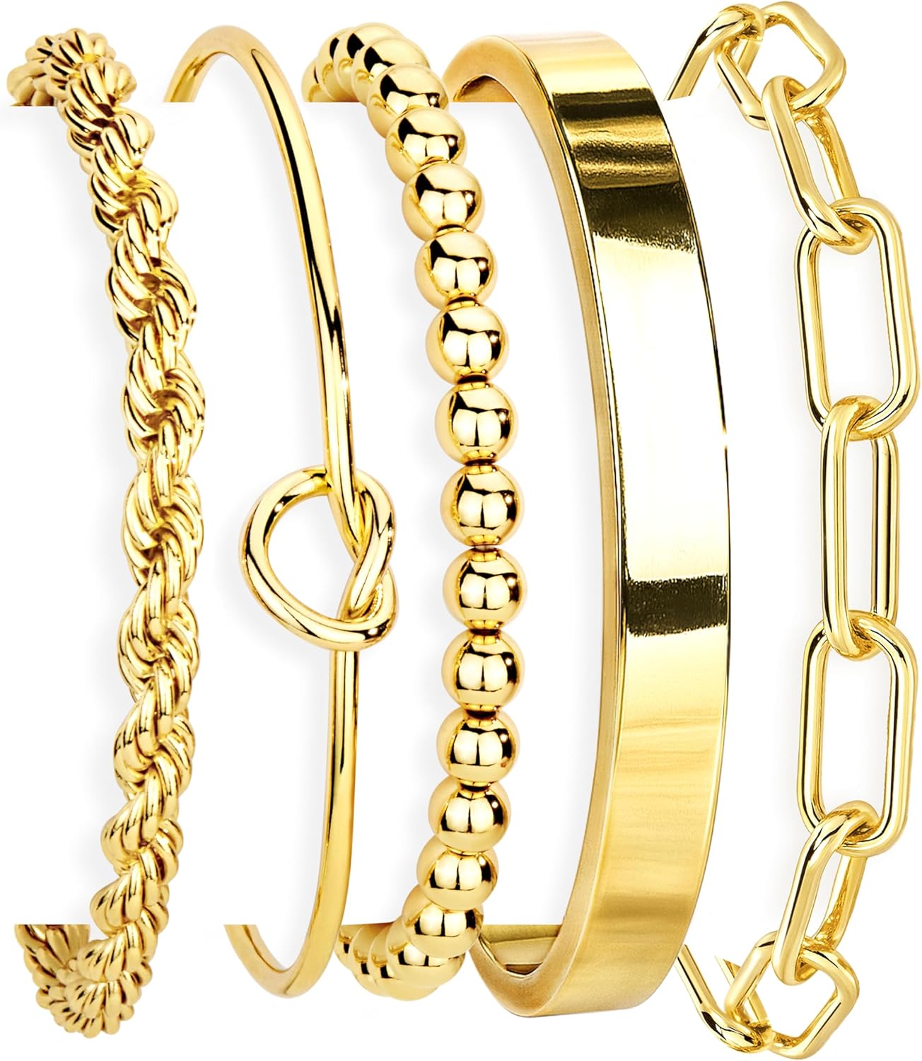 Gokeey Pulseras de oro para mujer, no se deslustra, chapado en oro...