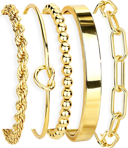 Gokeey Pulseras de oro para mujer, no se deslustra, chapado en oro...