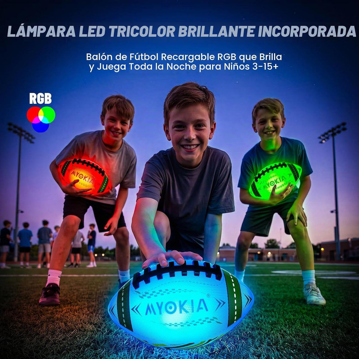 MYOKIA Regalo de cumpleaños de fútbol americano con luz recargable...