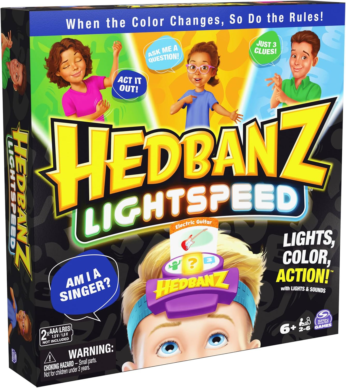 Spin Master Games, Hedbanz Lightspeed con luces y sonidos, Hedbanz...
