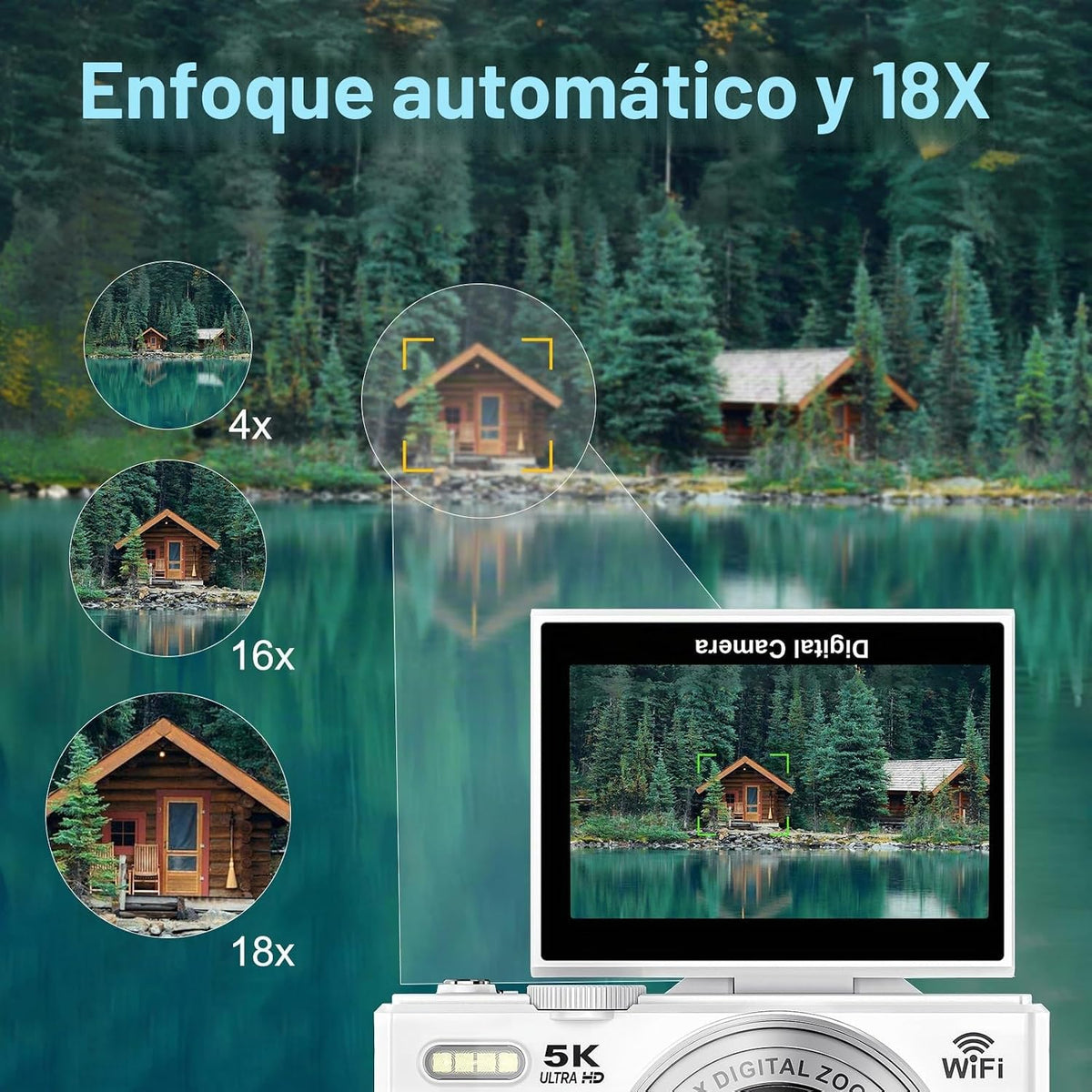 Cámara digital de 5K para fotografía - Cámara de videoblogs WiFi de...