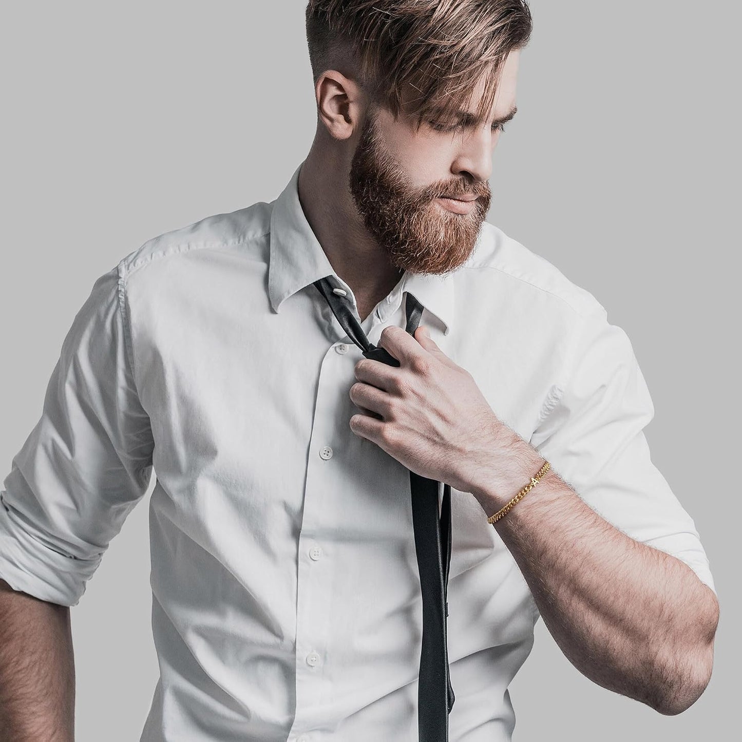 Pulsera con inicial para hombre, cadena de eslabones cubanos de oro...