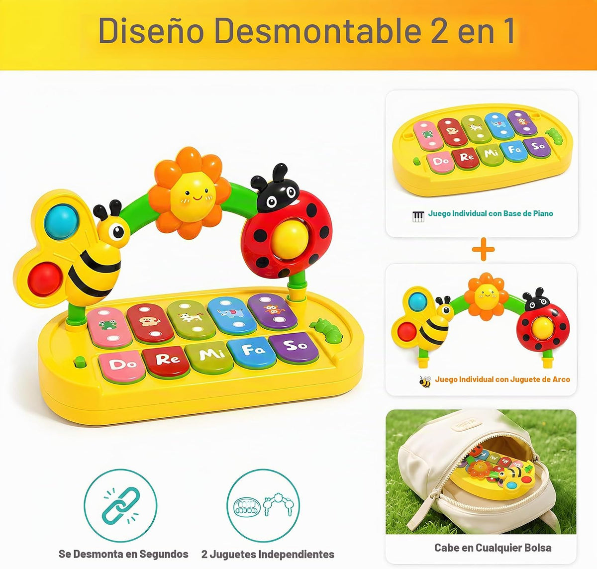 GeeKiPrime Juguetes del piano del bebé 6-12 meses, iluminan el tecl...