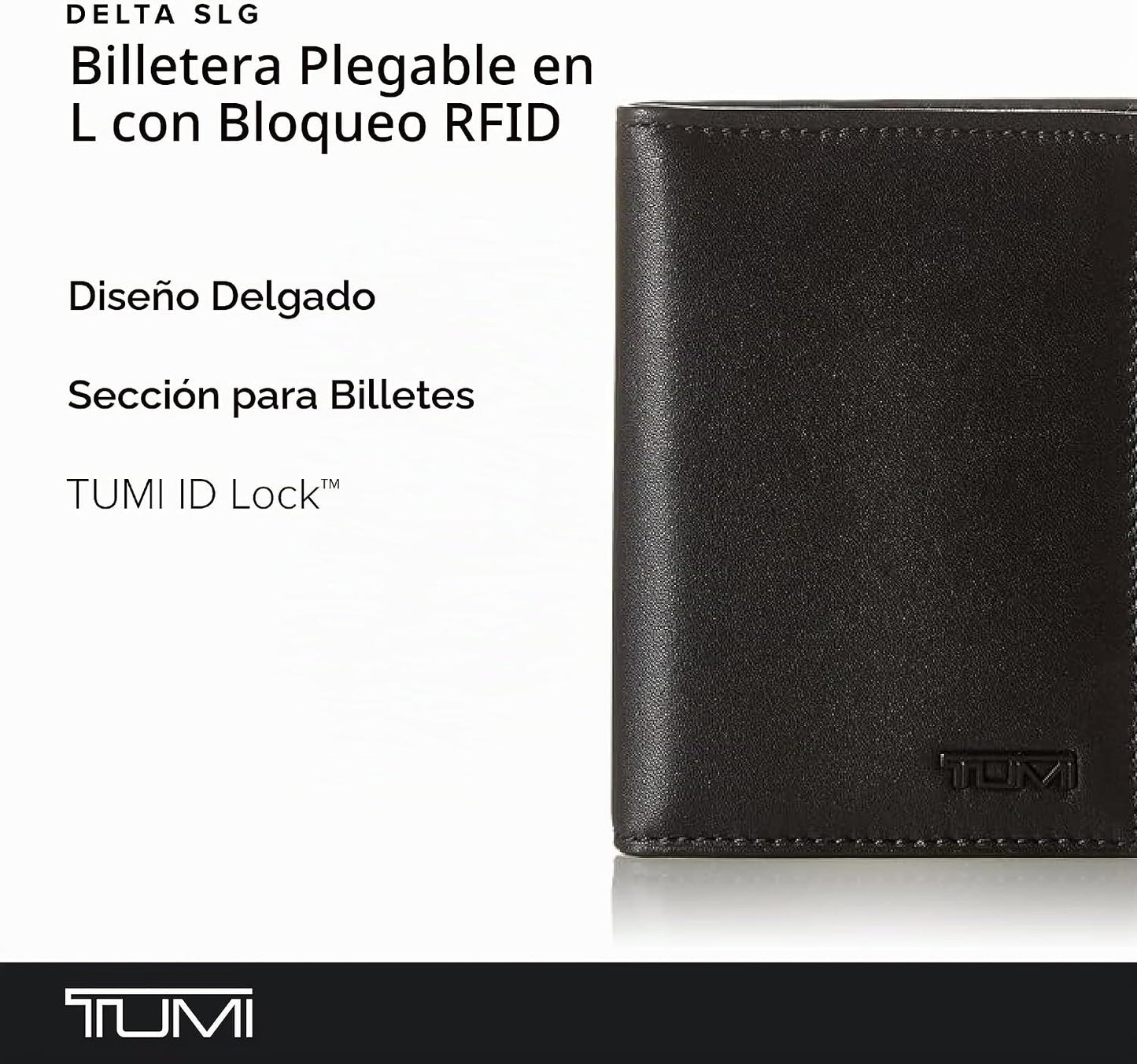 TUMI - Cartera Delta L-Fold con RFID ID Lock para Hombre - Negro, N...