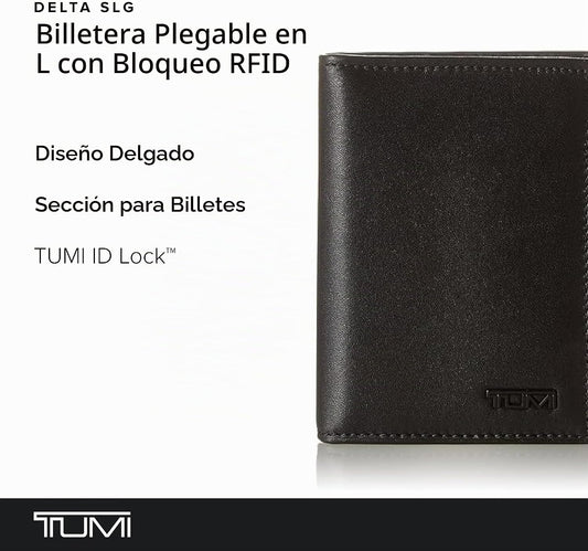 TUMI - Cartera Delta L-Fold con RFID ID Lock para Hombre - Negro, N...