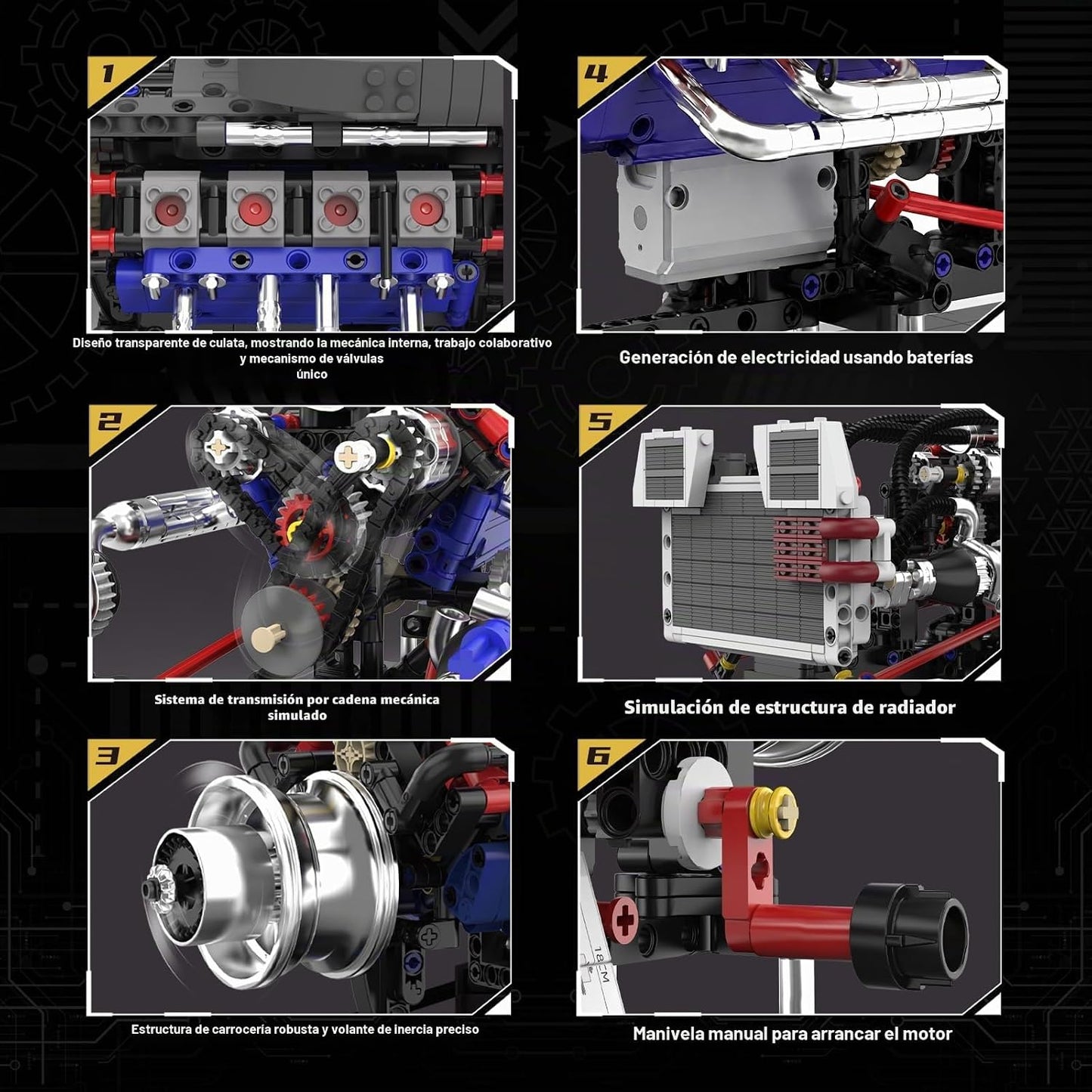 V8 - Juego de construcción de motor compatible con LEGO, kit de mod...
