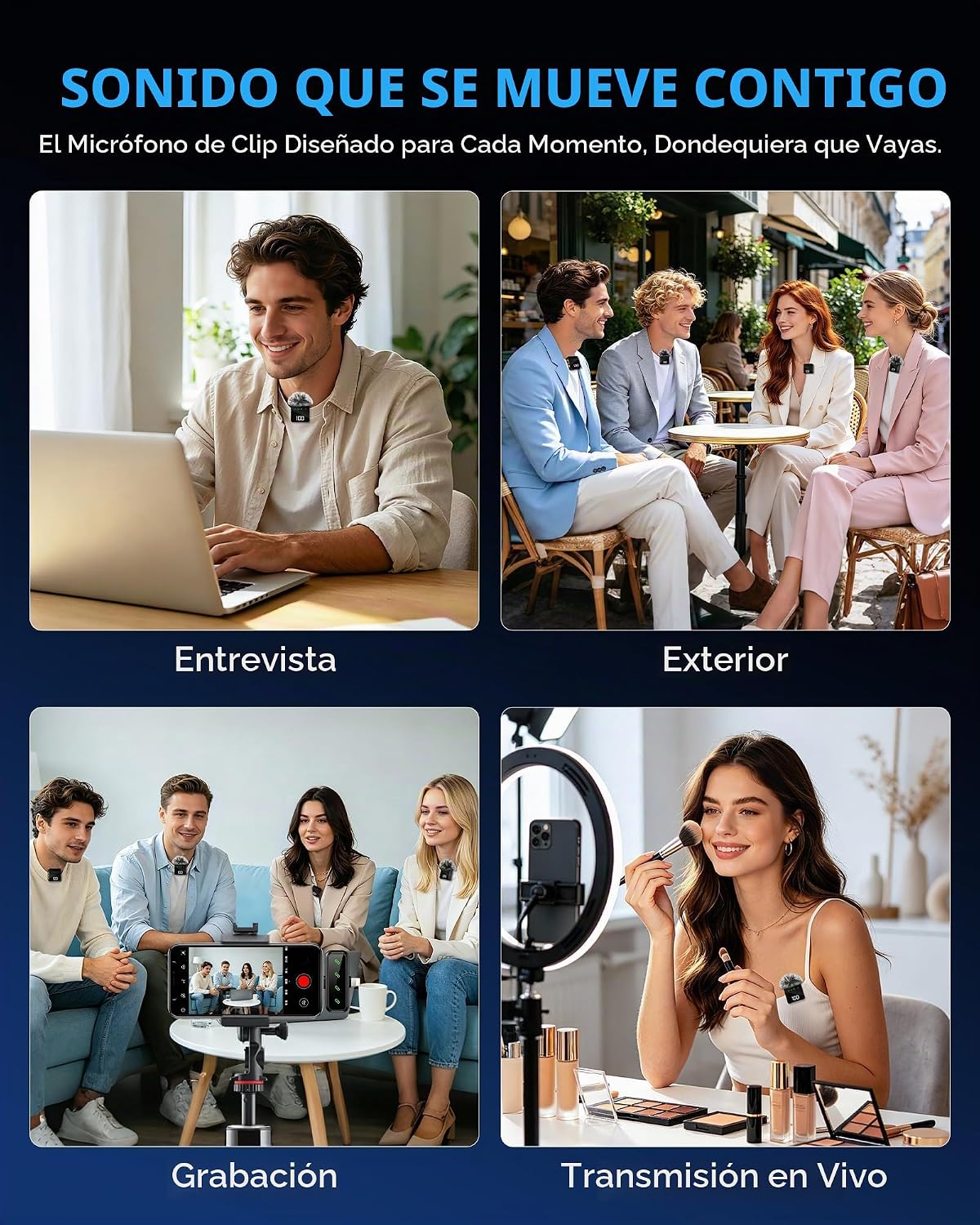 Ominoral Paquete de 4 mini micrófonos Lavalier para iPhone, iPad An...