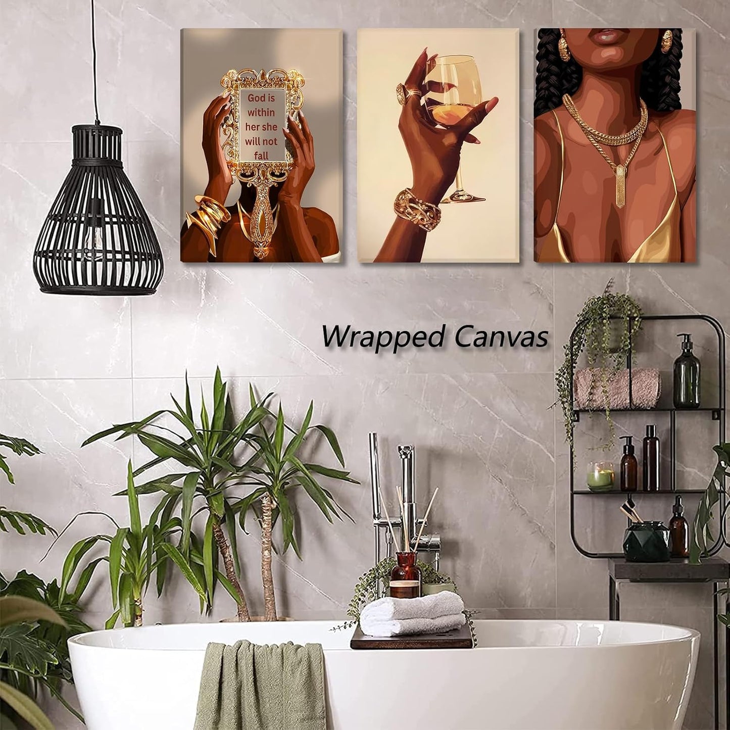 3 piezas de arte de pared de niña negra, mujeres afroamericanas, cu...