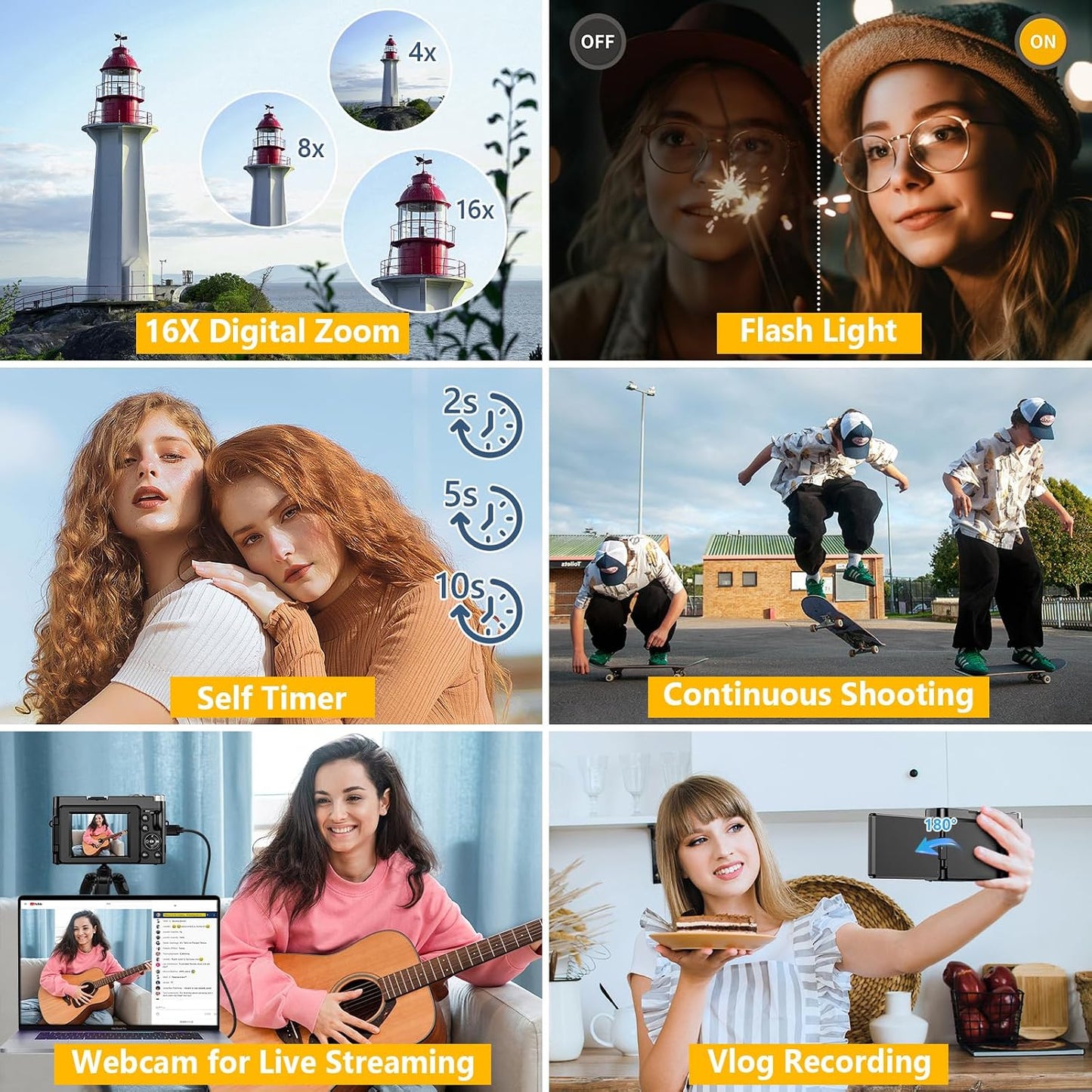 Cámara digital 4K para enfoque automático de fotografía, cámara de...
