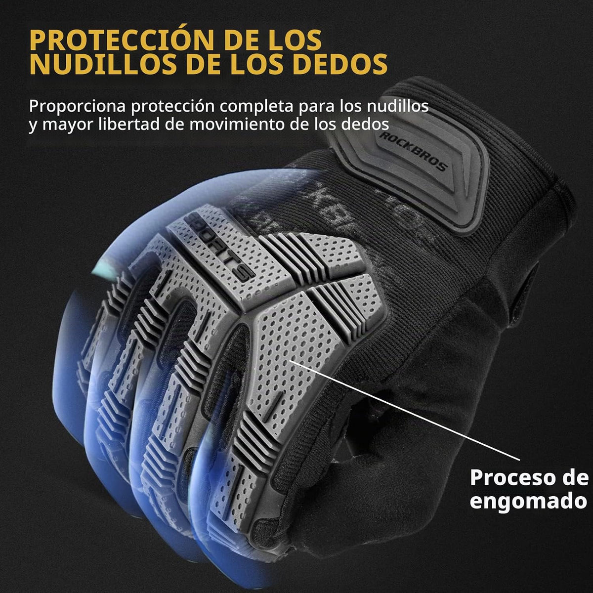 Rockbros - Guantes de bicicleta de montaña con almohadilla de gel d...