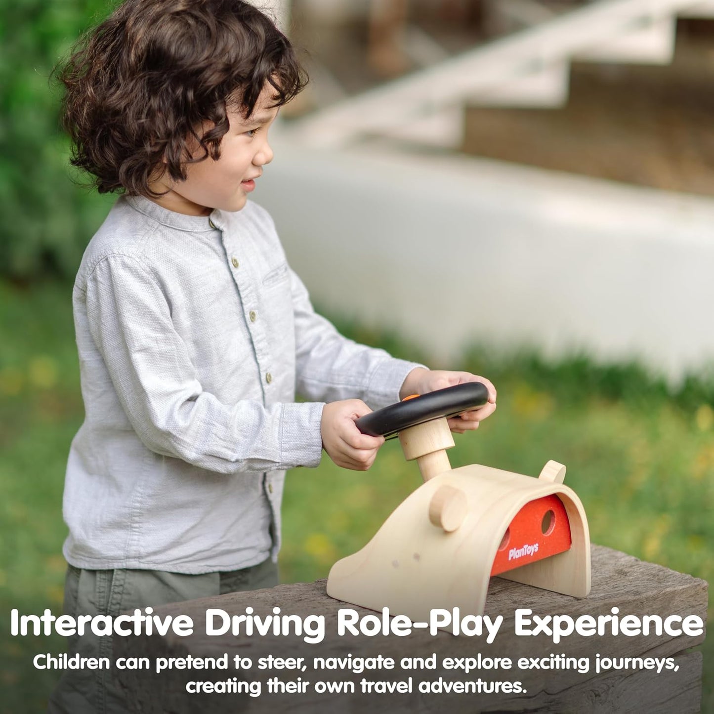 PlanToys® Consola de conducción de madera | Tablero de juego de sim...