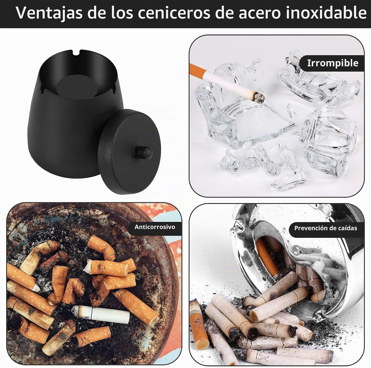 Hargtar Ceniceros para exteriores para patio con tapa, bandejas de...