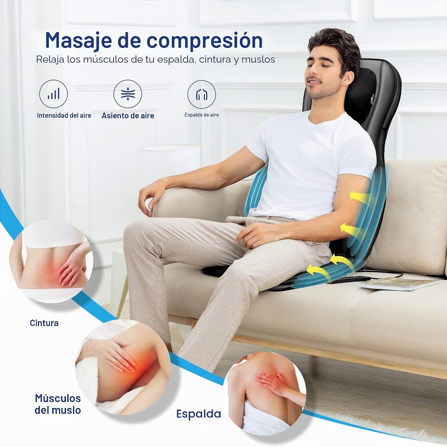 COMFIER Shiatsu - Masajeador de espalda de cuello con calor, almoha...
