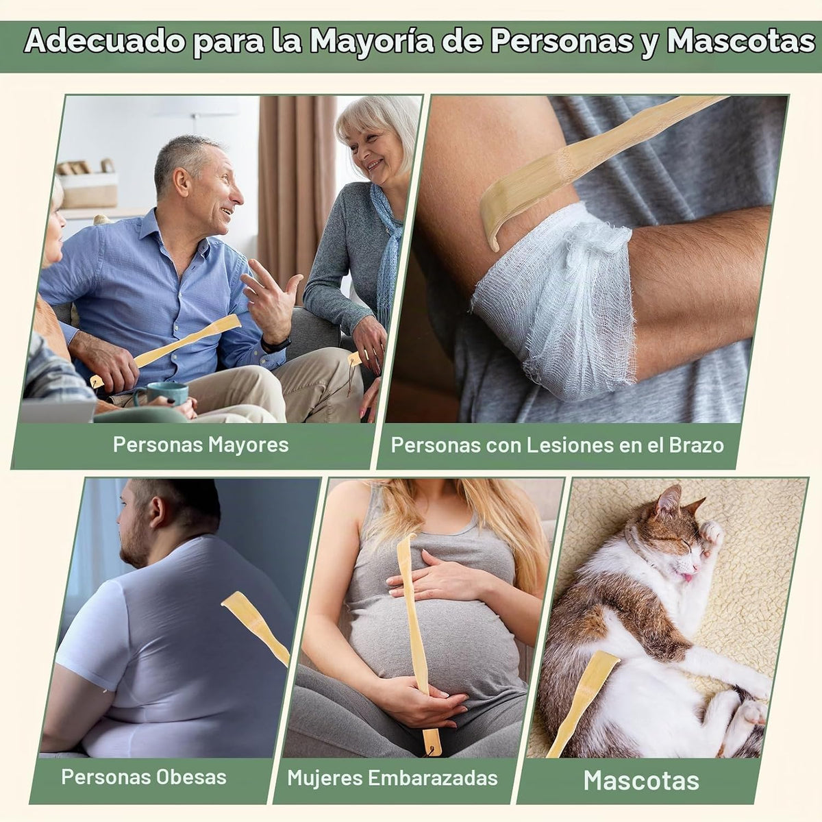 NICEMOVIC Paquete de 4 rascadores de espalda de bambú de madera par...