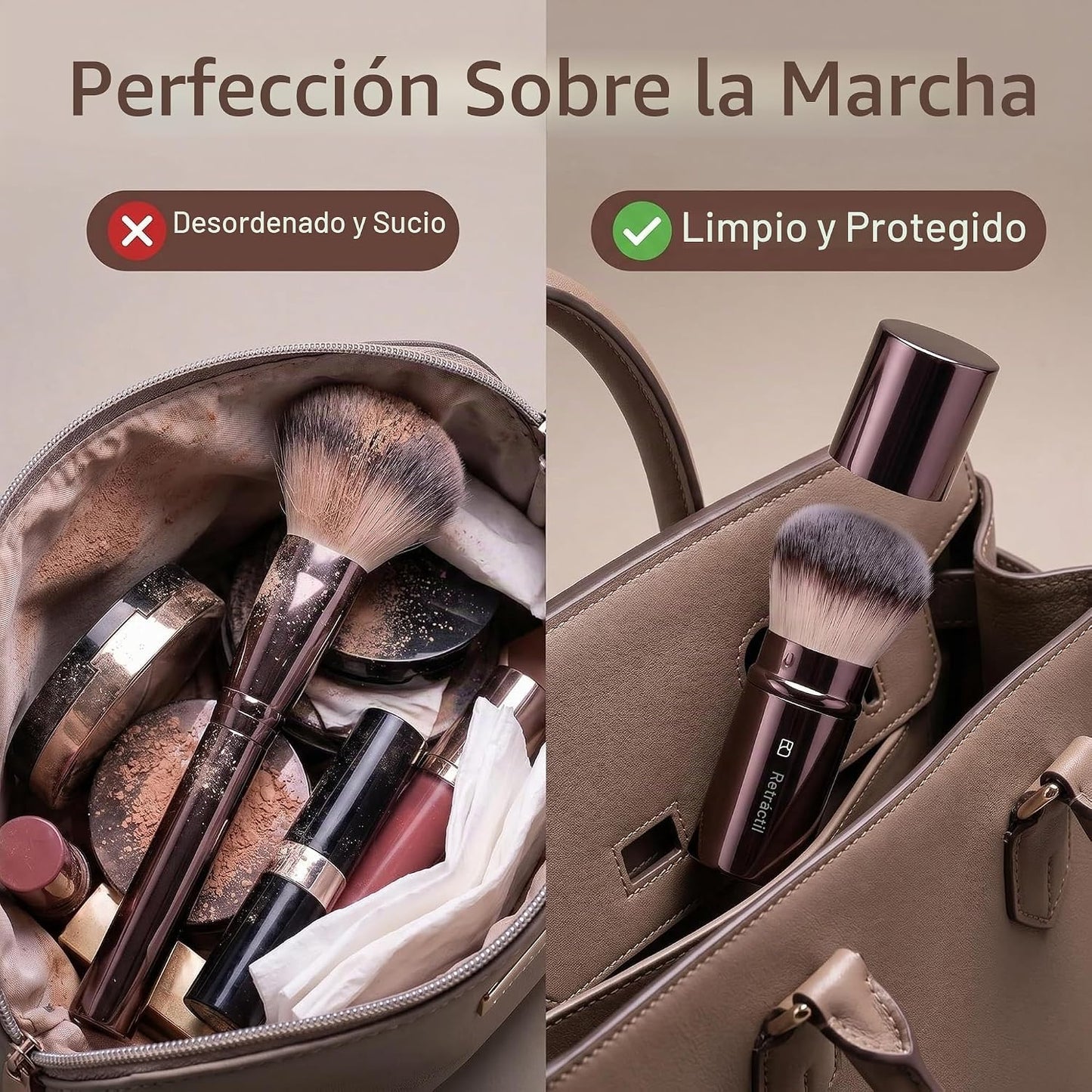 BS-MALL Brocha de maquillaje profesional con estuche de viaje, incl...