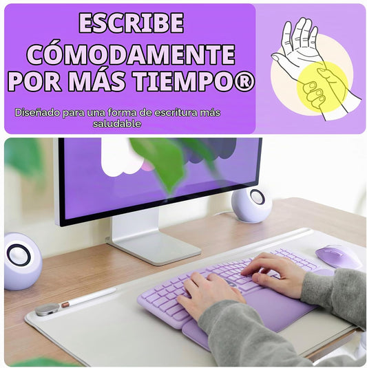 X9 Combo inalámbrico de teclado y ratón ergonómico púrpura - Escrib...