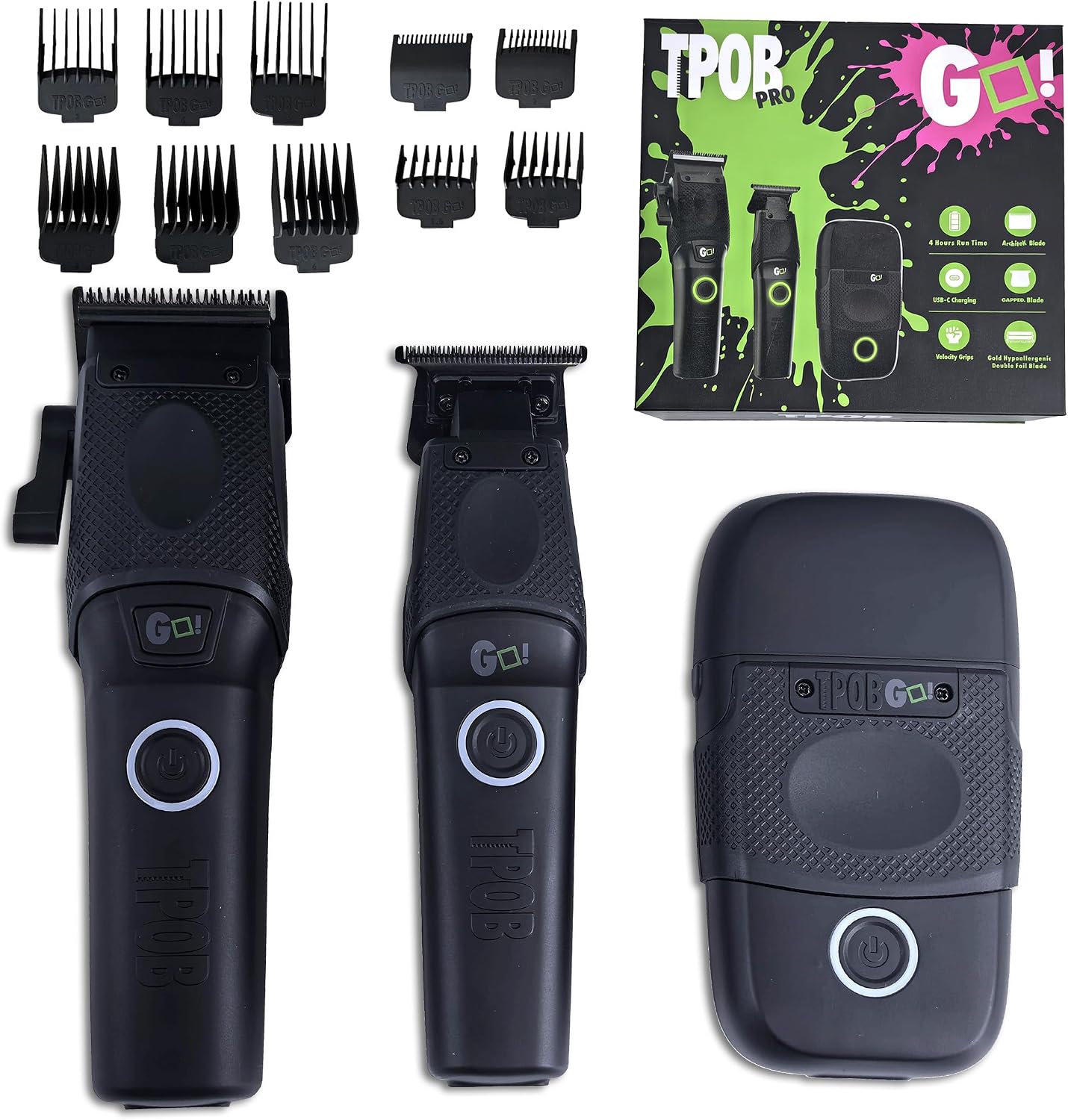 TPOB Juego de cortapelos profesionales Go Blackout Edition con reco...
