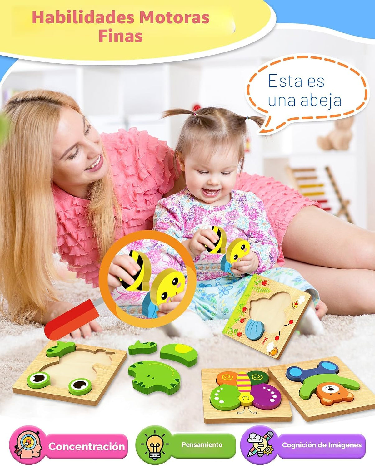 Bekayshad - Rompecabezas de madera para niños pequeños, juguetes pa...