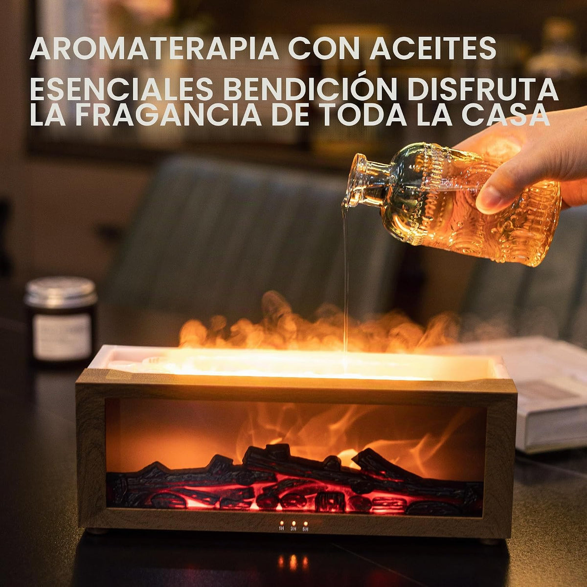 TMEHM Humidificador difusor de aire de llama para chimenea, difusor...