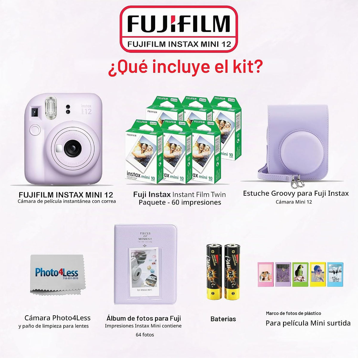 Fujifilm - Paquete de minicámara instantánea Instax Mini 12 con paq...