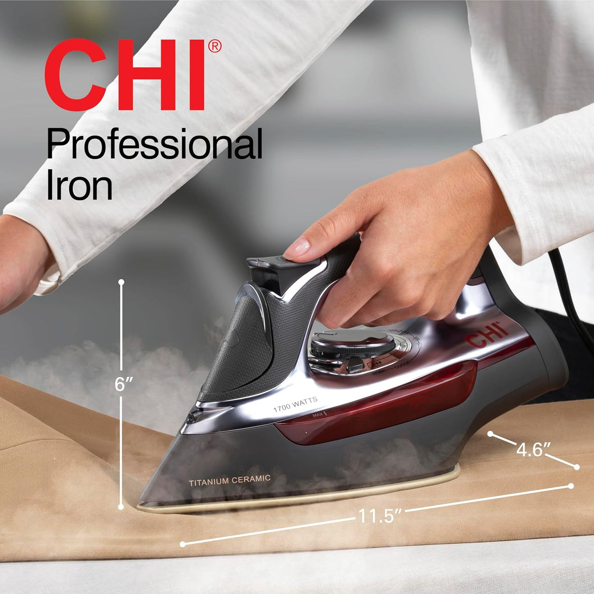 CHI Plancha profesional de vapor para ropa con ráfaga de vapor vert...