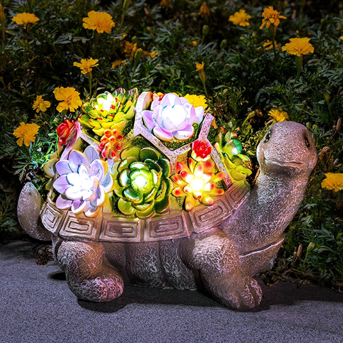 GIGALUMI Estatuas de jardín solares de 11.5 pulgadas, luces de figu...