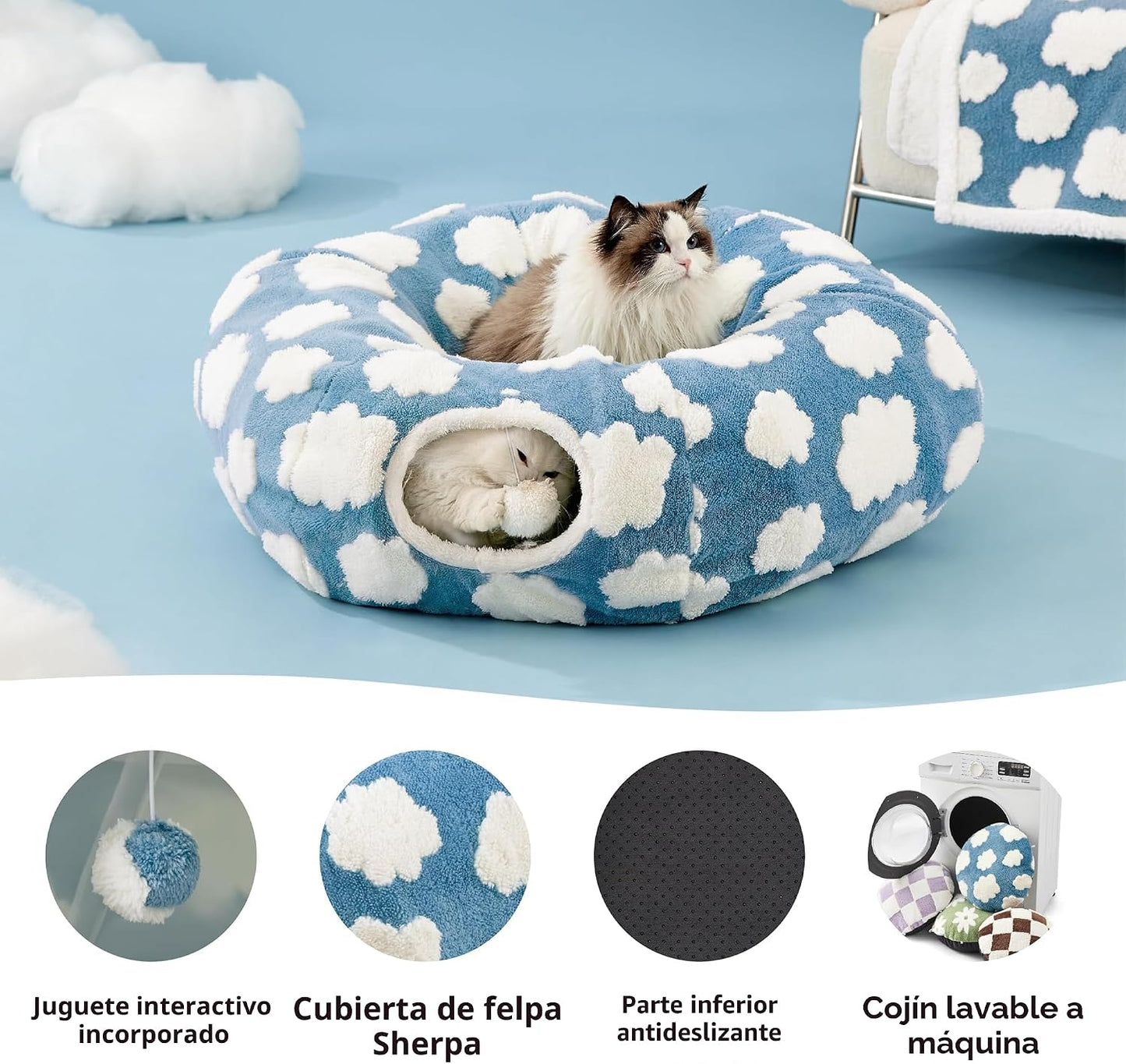 Lesure Donut - Linda cama de túnel para gatos jacquard, juguetes pa...