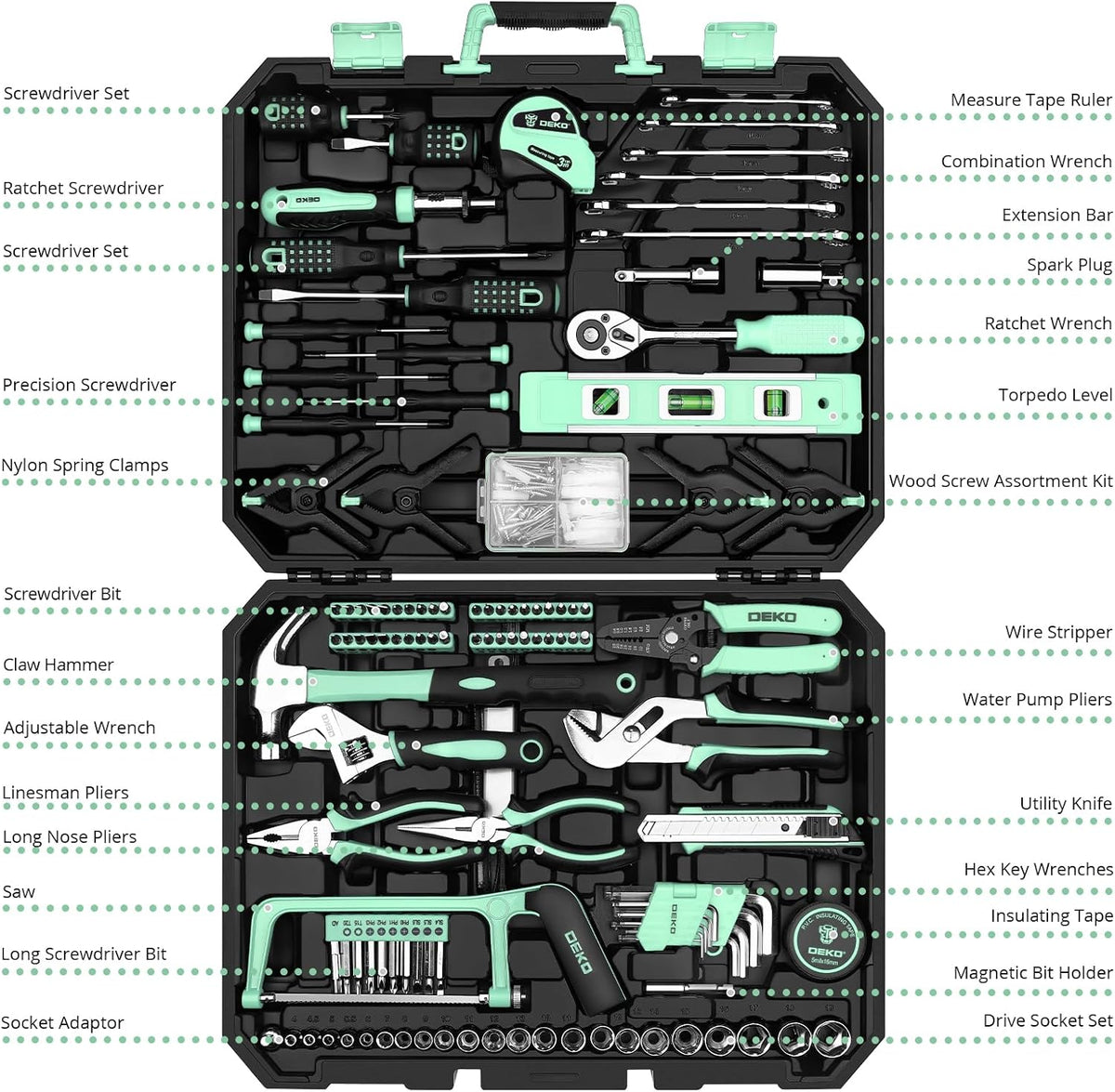 DEKOPRO Juego de herramientas: kit de herramientas para el hogar de...