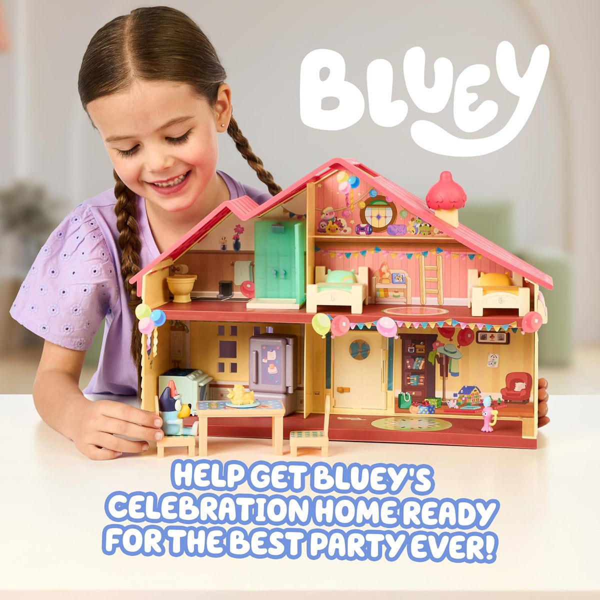 Bluey Juego de celebración para el hogar, casa de juguetes portátil...