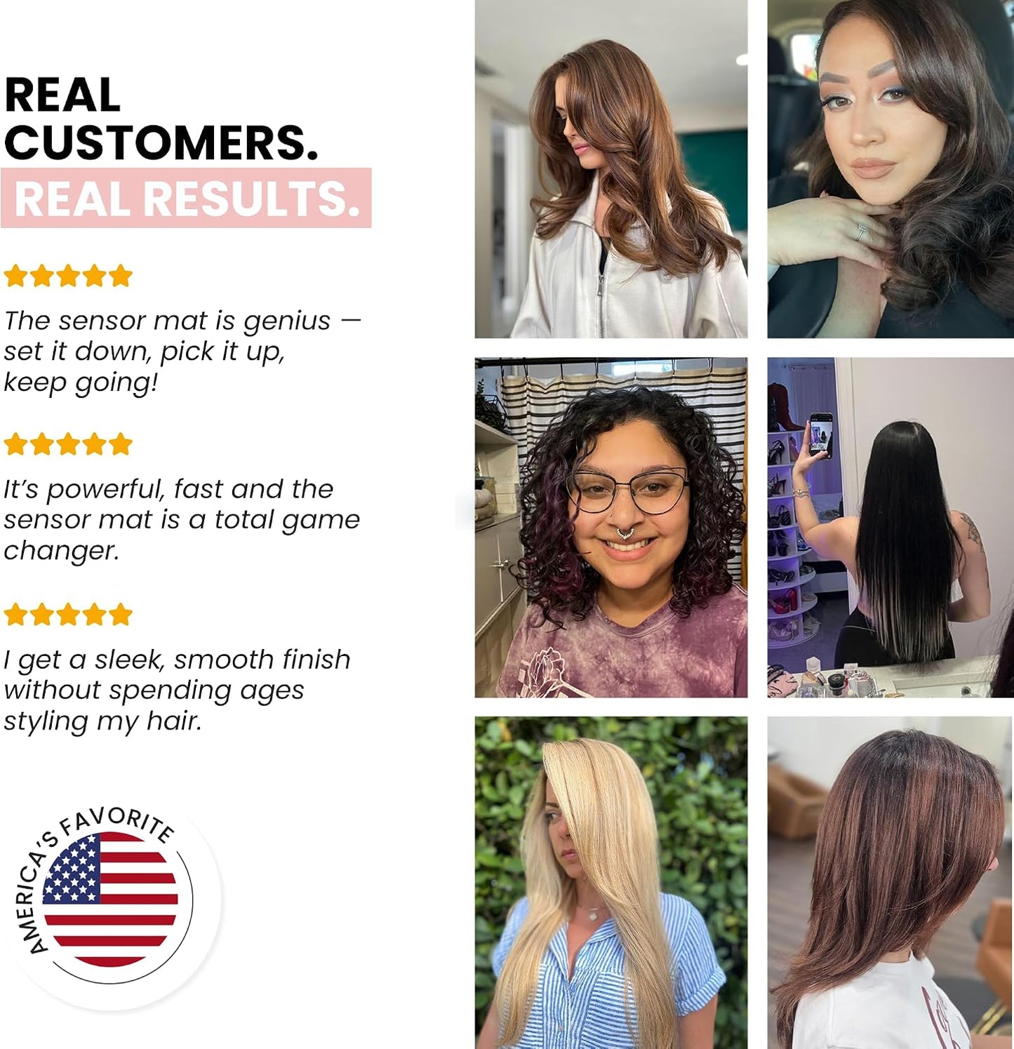 ELLA BELLA® Secador de cabello profesional con tapete inteligente -...