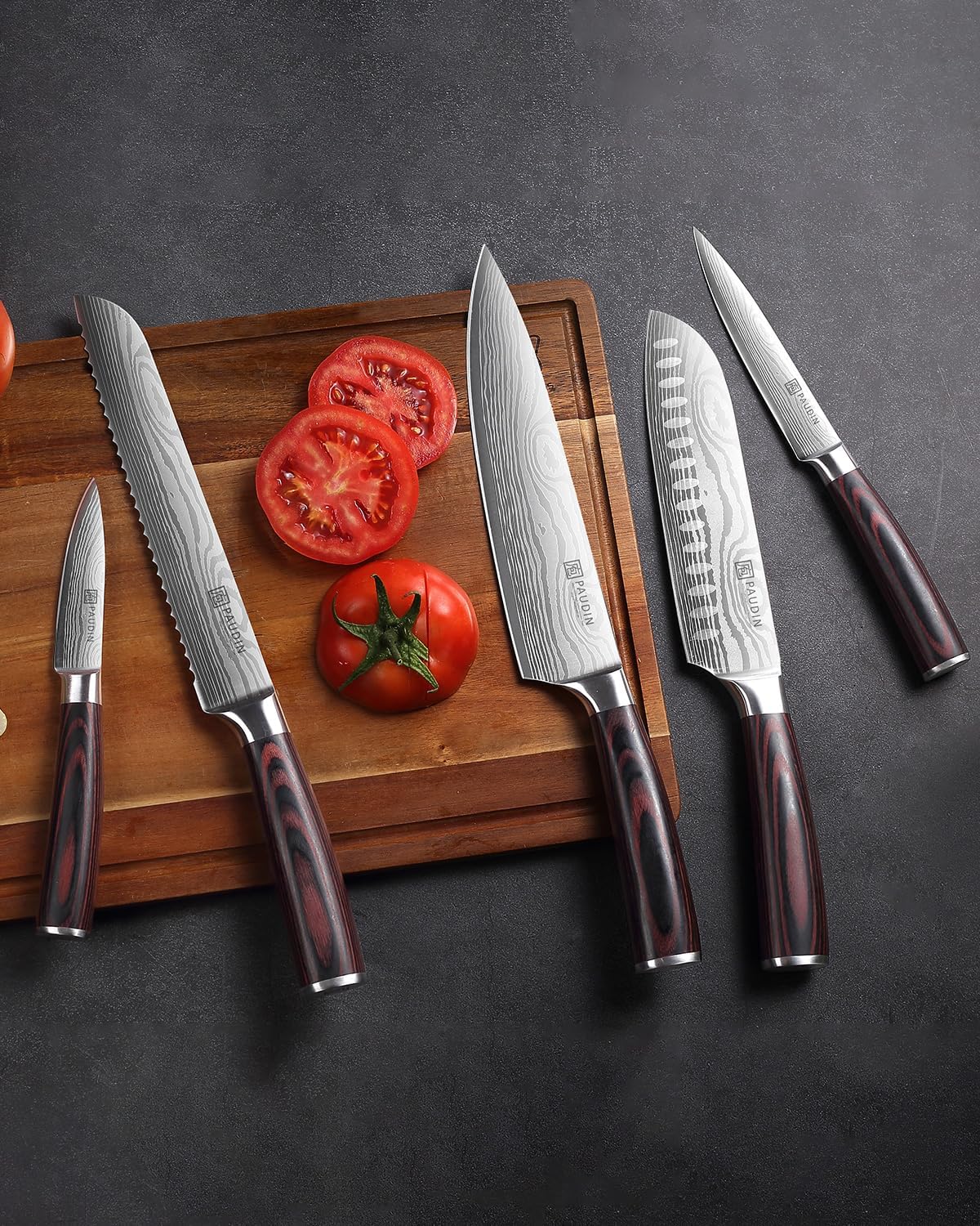 PAUDIN Juego de cuchillos de cocina, juego de cuchillos ultra afila...