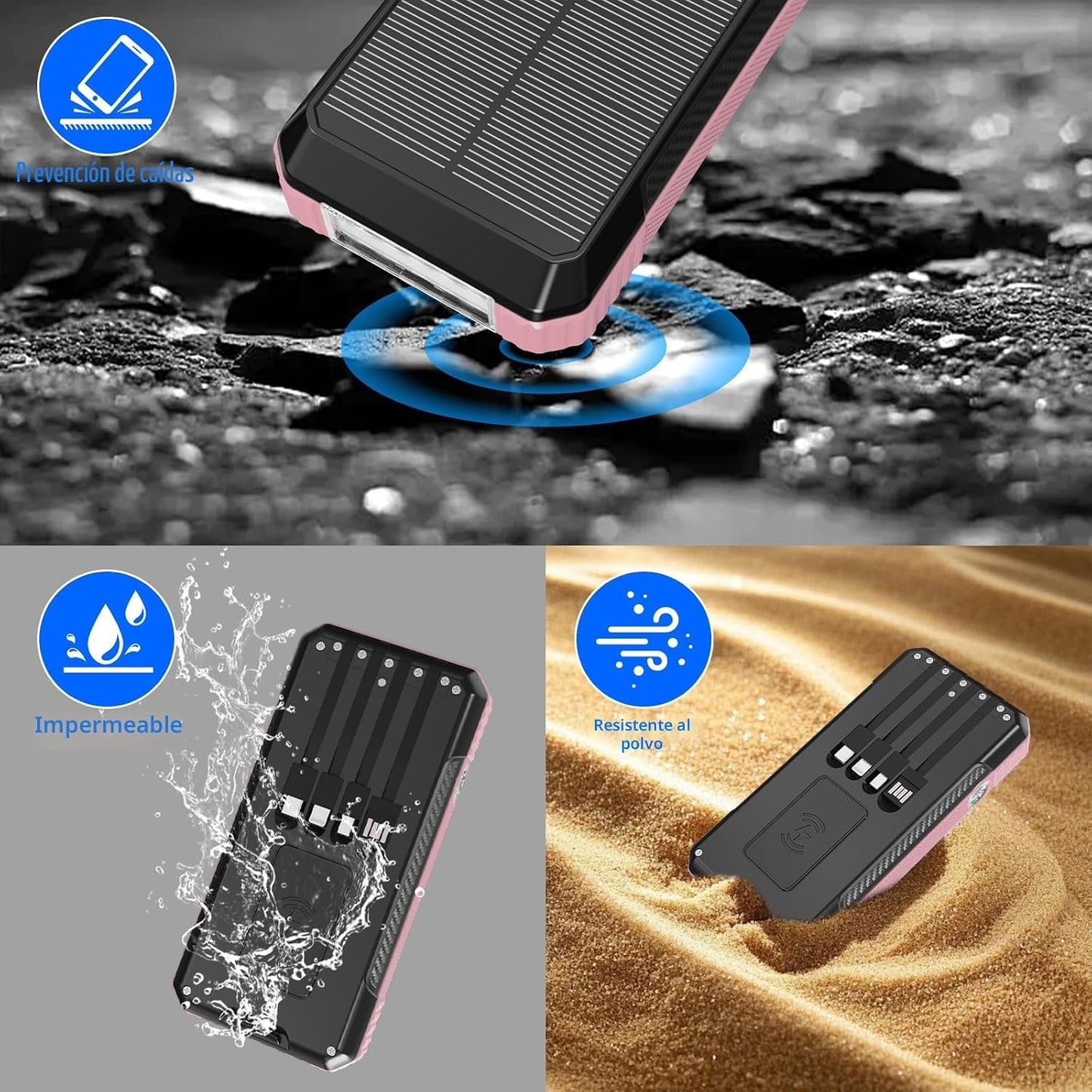 FCJZX Banco de energía solar de 49800 mAh, cargador portátil con 4...