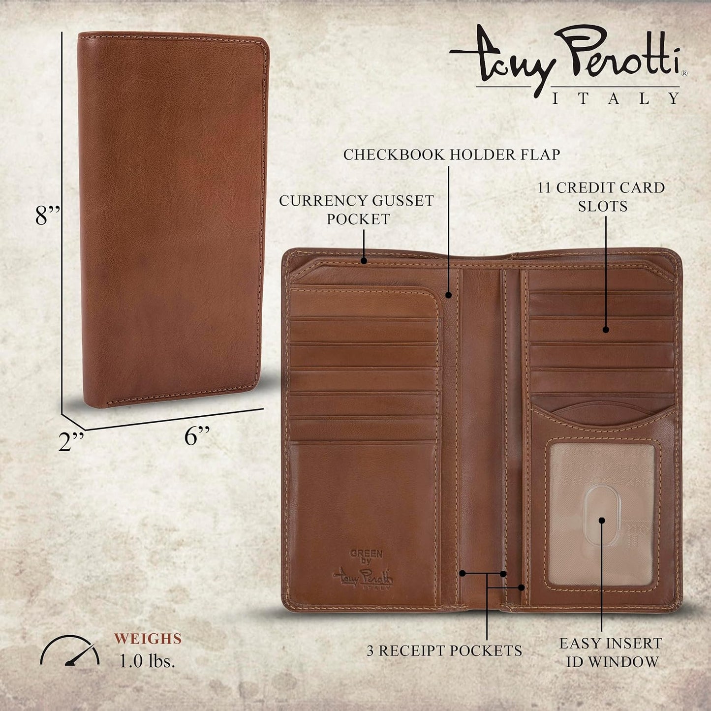 Tony Perotti Billetera para hombre de cuero italiano | Cartera tipo...