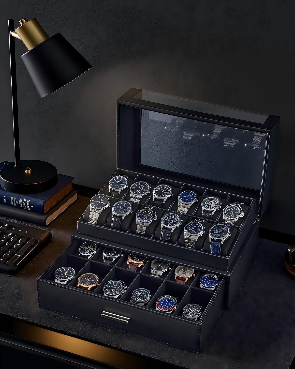 ProCase Caja de reloj para hombres, soporte de exhibición de reloj...