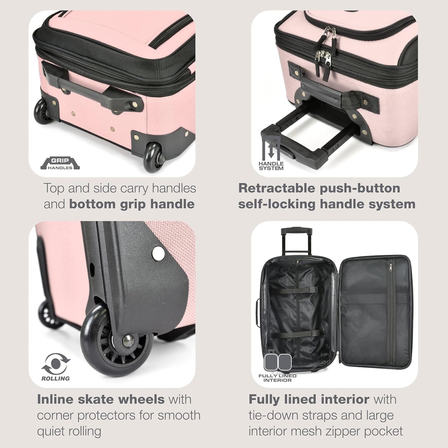 Maleta de cabina con ruedas, expandible, ligera U.S. Traveler Rio,...