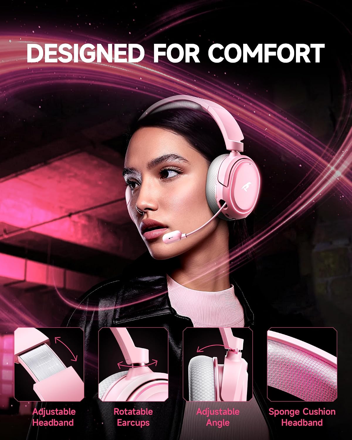 Auriculares inalámbricos para juegos, sonido envolvente 7.1, auricu...
