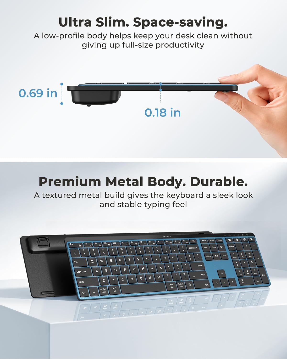seenda COE64-3 Pro Combo de teclado inalámbrico Bluetooth y ratón |...