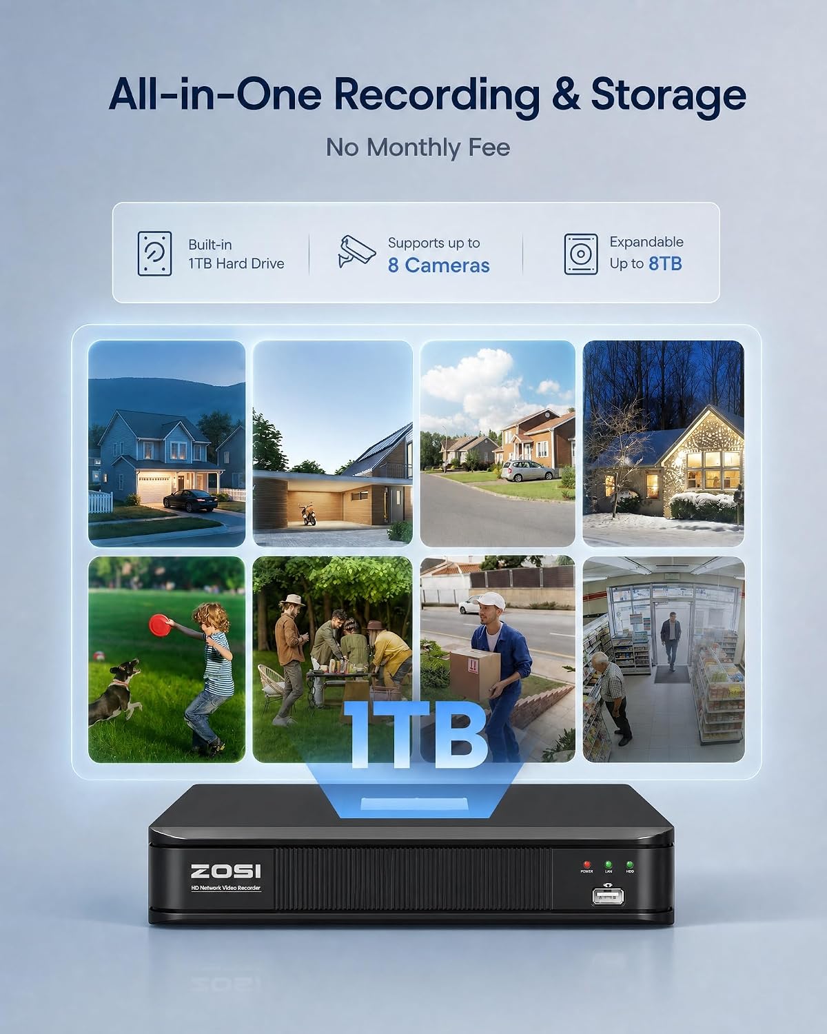 ZOSI Sistema de cámara de seguridad con cable 3K Lite, 4 cámaras do...