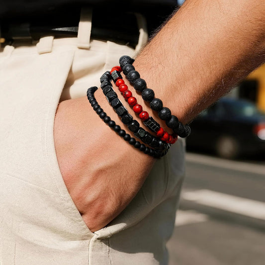 Lameybrt Juego de Pulseras para Hombre Multi - Ojo de Tigre\/Ágata...