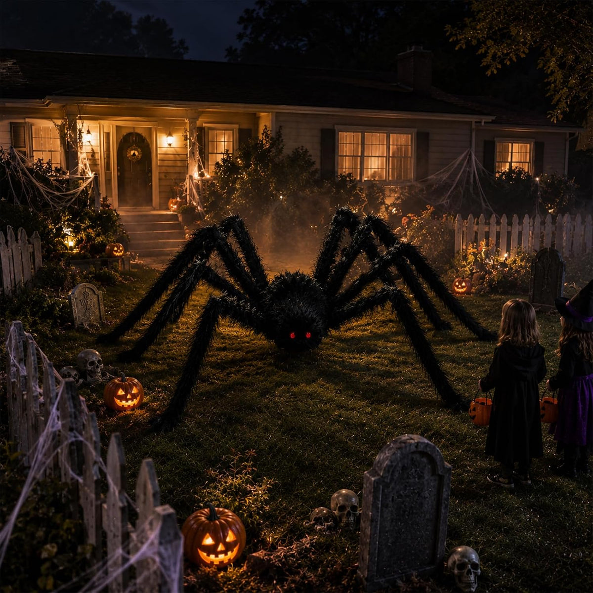 Araña gigante de 12 pies para decoración de Halloween al aire libre...