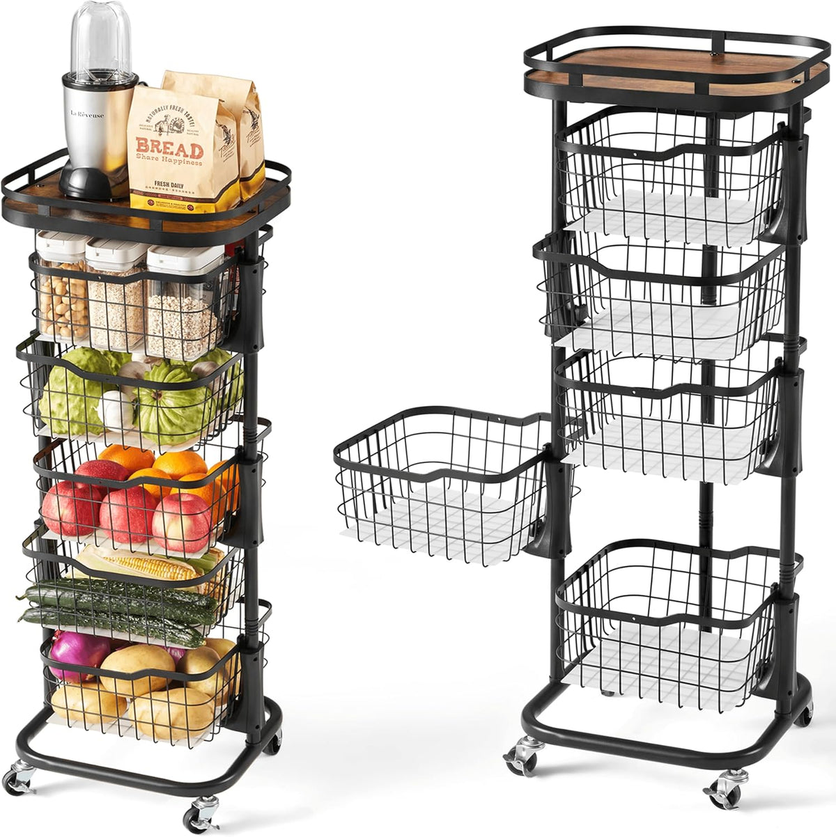 Ocyfym - Carrito de almacenamiento de frutas y verduras de 5 nivele...