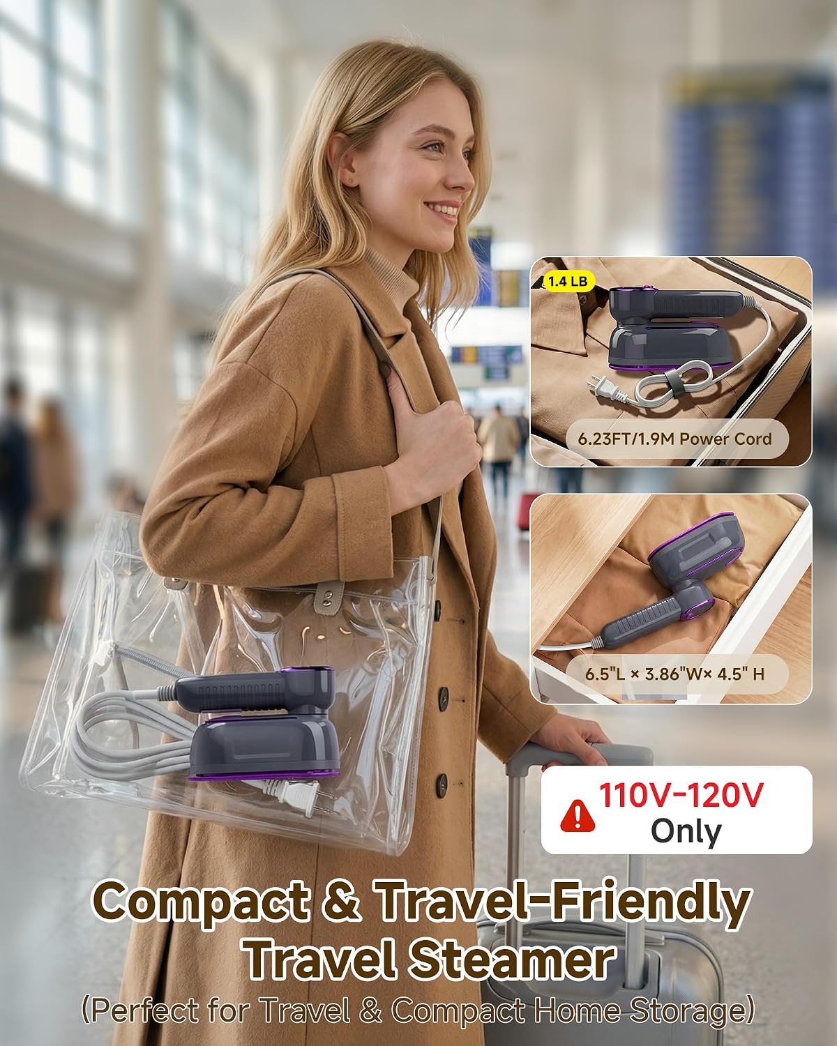 Vaporizador de viaje para ropa, vaporizador de ropa 2 en 1 de mano,...